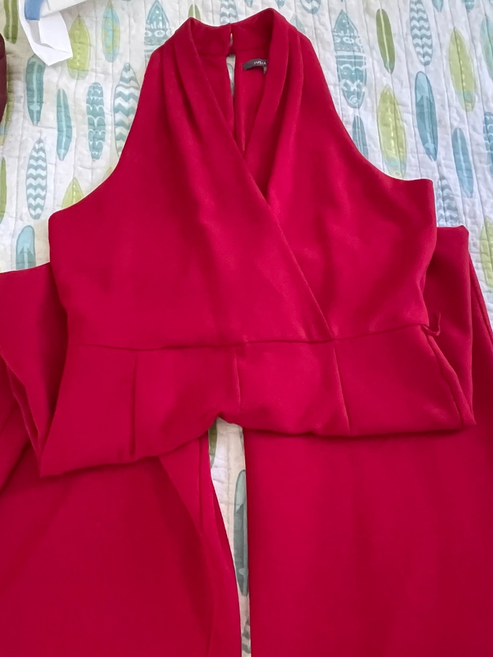 Red Wide Leg Jumpsuit with Deep V Neck
Worn once
Size 14